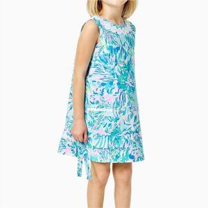 Lilly Pulitzer Little Lilly Classic Shift Dress Size 10 Blue Ibiza Print Cotton